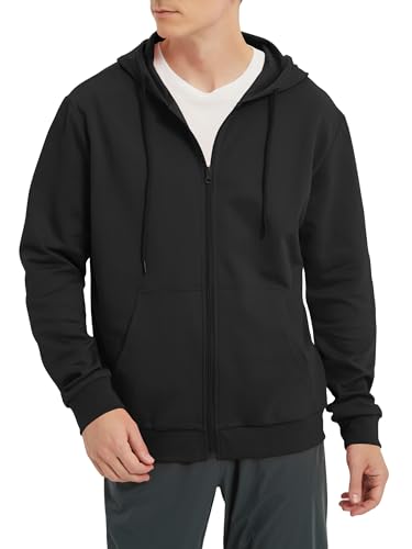 Men's Lightweight Zip Up Hoodie Long Sleeve Sweatshirt Athletic Slim Fit Basic Jacket with Pockets(Regular & Tall)
