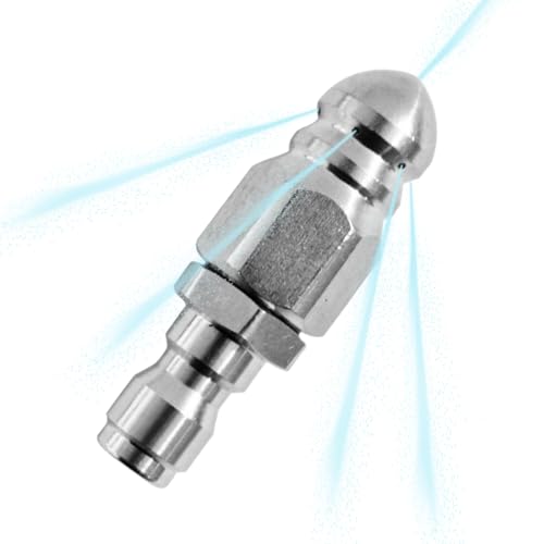 Erconsso Boquilla Para Desatascar Alcantarillado,Boquilla de Alta Presión para Manguera y Desagües de 6 mm | Accesorio De Acero Inoxidable Para Limpieza - Tuberías Cocina Baño Garaje Jardín
