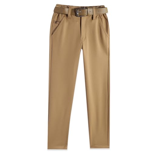 Image of CAVIO Boys Stretchable Solid Regular Fit Trousers with Belt