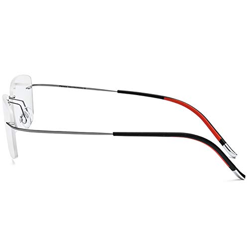 Fonex Titanium Glasses Men,Rimless Square Eyeglasses Frame Frameless Myopia Optical Eyewear (9203, Grey) #TOP5