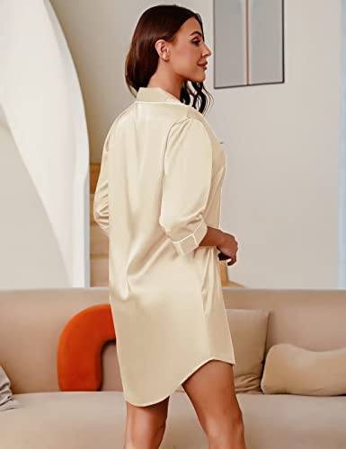 Sumeyuyu-Robe-de-Nuit-en-Satin-pour-FemmeChemise-de-Nuit-pour-Femmes-Satin-Col-en-V-Vetement-de-Nuit-pour-Femme