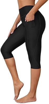 ATTRACO Capri Swim Pants for Women Swim Leggings with Pockets Black XL