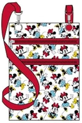 Disney Passport Crossbody Bag, Minnie Mouse All Over Red and White Travel Bags and Accessories for Girls, Small
