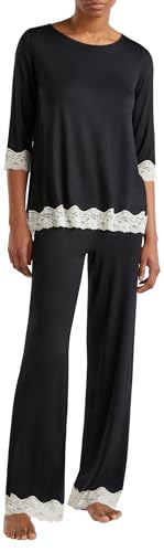 United Colors of Benetton Maglia M/L 3Z123M07E Parte Superiore del Pigiama, Nero, XS Donna