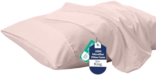 Image of Royale Linens King Pillowcase Set of 2 - Bed Pillow Cover - 20 inch x 40 inch -Pink Pillowcases - 1800 Brushed Microfiber, Wrinkle & Fade Resistant - Soft & Cozy- King Size Pillow Case (Pink)