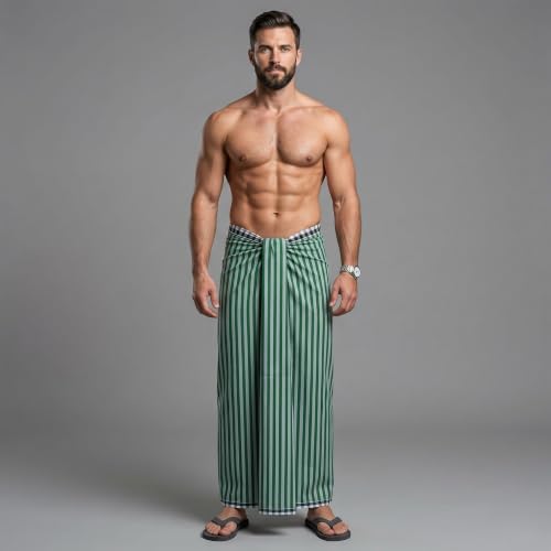 Image of Men's Cotton Lungi | Soft Breathable Wrap Around Lungi | Comfortable Daily & Home Wear for Men