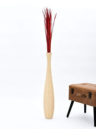 Image of Leewadee Tall Vase Filler , Natural Grass Stems - 2 Bunches of Colored Branches for Vases, Carefully Dried Twigs for Home and Bar Decoration, 45 inches, Red