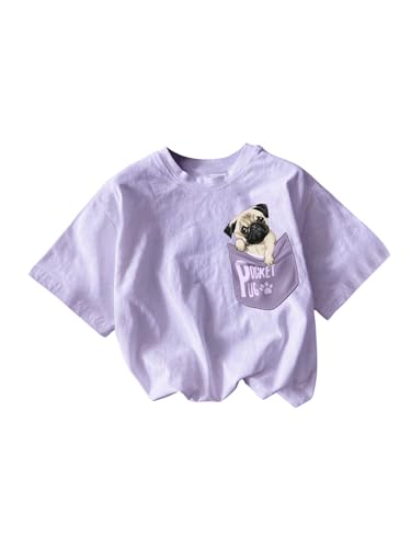 SweatyRocks Girl's Cute Graphic Print T Shirt Short Sleeve Cartoon Crew Neck Tee Top