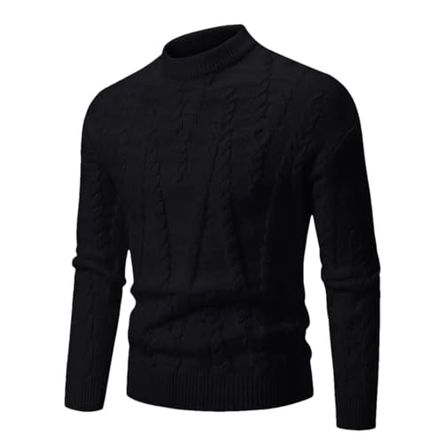 Rfmfkkg Men's Casual Long Sleeve Knitted Sweaters Warm Mock Turtleneck Pullover Sweater Solid Streetwear