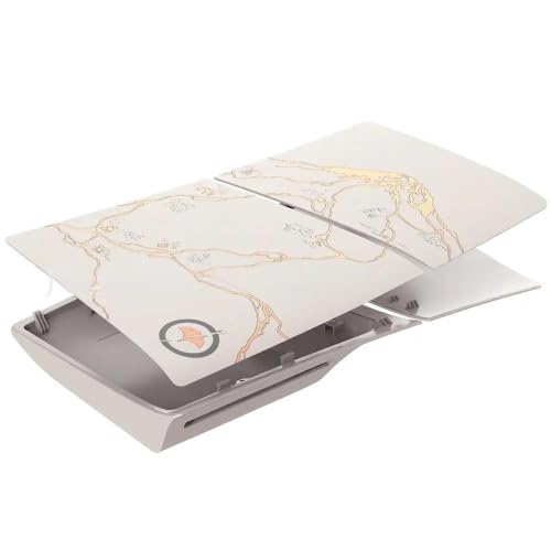 Image of PSS Limited Edition Faceplate Side Plate Hard Shell Case Cover Compatible with PlayStation 5 Slim Disc Edition Console Accessory for PS5 Console (Only Compatible PS5 Slim Disk Model) (White /Gold Yoti)