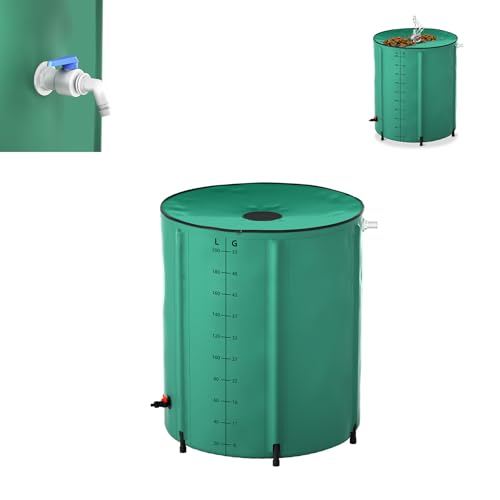 ACXIN Serbatoio dell'acqua piovana pieghevole da 200 l, con scala in millilitri e galloni, in PVC opaco per irrigazione giardino, bidone per il bagno di ghiaccio, serbatoio dell'acqua resistente alle
