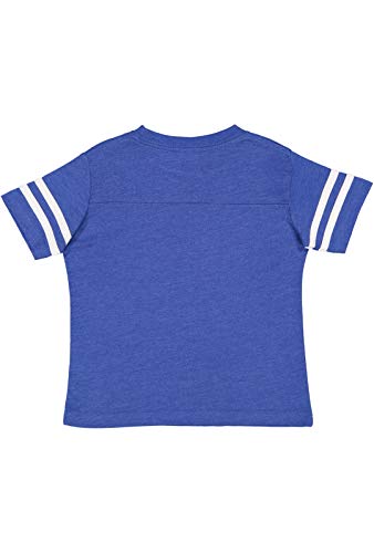 RABBIT SKINS Toddler Fine Jersey Short Sleeve Football Tee, Vintage Royal/Blended White, 4T2