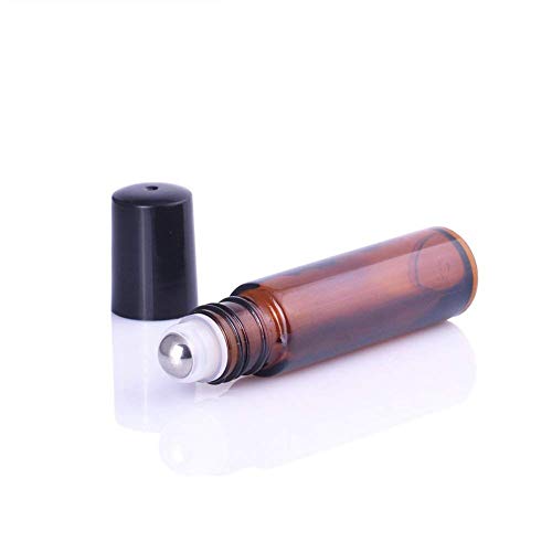 ZJY Verre Ambre Portable 1pcs Rouleau Rollerball Huile Essentielle Bouteilles Mist Container Bouteille Voyage rechargées Brown Transparent (Color : 1PC 10ML)
