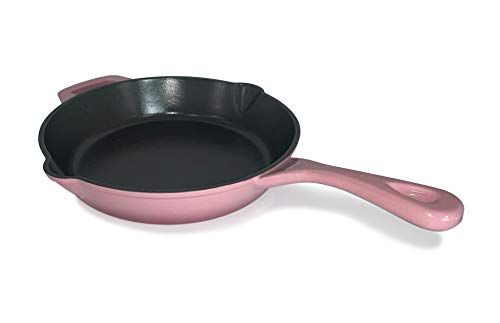 Smith-Style Enameled Cast Iron Frying Pan Skillet 26cm Non-Stick Pan Ceramic & Enamel Coating with 2 Handles and Two Pouring Lips for Cooking – Rose Pink 1.7L 2 Gallery Image
