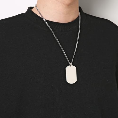 HZMAN Mens High Polishing Stainless Steel Dog Tag Pendant Necklace 22+2 Inch Link Chain2