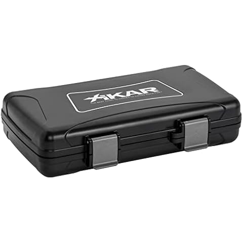 Xikar Cigar Travel Humidor, Extreme Protection, Rugged, Travel Case Holds Up to 5 Cigars, Airtight, Watertight, Crushproof, Includes 1 Mini Humidifier Cover