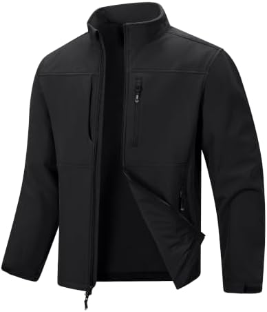 33,000ft Softshelljacke für Herren Ohne kapuze Wasserdicht Fleecejacke | Warme Übergangsjacke, Gefüttert Outdoorjacke, Winddicht Funktionsjacke, Wanderjacke mit Brusttasche, Golf,