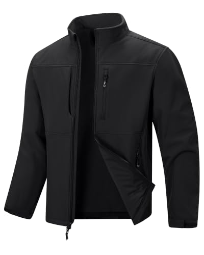 Image of 33,000ft Men's Lightweight Softshell Jacket Warm Fleece Lined Windbreaker Waterproof Soft Shell for Outdoor Hiking