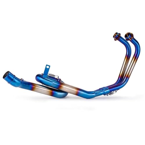 Tuyau d'échappement moto avant collecteur pour Yamaha R3 R25 MT03 bleu