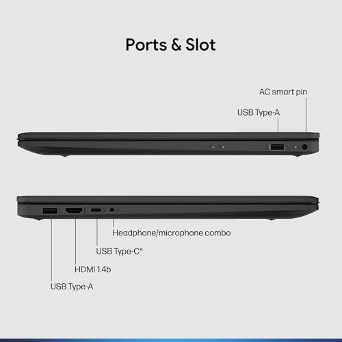 Image of HP 2026 17.3 inch HD Laptop for Work & Home - 13th Gen Intel i5 Performance with Office 365 for The Web,12GB RAM 256GB SSD, Wi-Fi 6, Windows 11 Pro, Jet Black with Docking Station