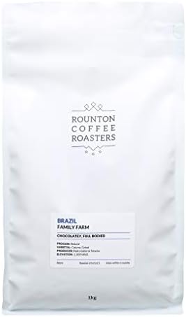 1kg BRAZILIAN COFFEE BEANS | Rounton Coffee Roasters | All Day Drinking Roasted Coffee Beans | Fresh Espresso Coffee Beans 1kg | Brazil Origin | 100% Arabica Coffee Bags