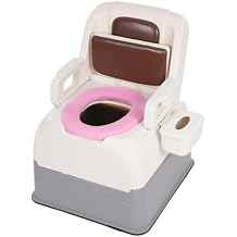 Mobile Bedside Commode, Portable Toilet with Detachable Armrests & Inner Bucket Safety Commode Chair for Toilet, Potty Chair for Elderly and Disabled,220lb Weight Capacity Brown