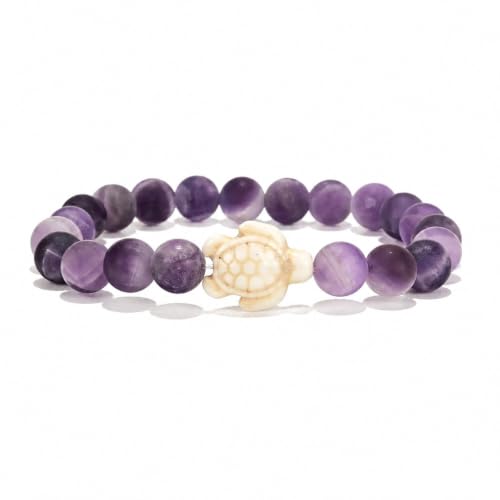 KoaKoa Sea Turtle Tracking Bracelet Amethyst, helps save sea turtles, one size fits most Men and Women