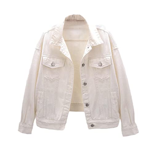 Veste en denim femme pour soirées d'été veste courte ample casual blanche