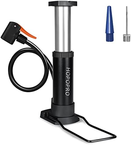 HOPOPRO NBC News Recommended Brand Mini Bicycle Pump, Portable Bike Floor Pump Bike Tire Pump Hand Foot Activated Bike Pump with Presta Schrader Dunlop Valves Extra Valve and Gas Needle