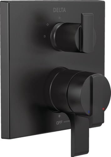 Image of Delta Modern Dual-Function Shower Handle Trim Kit with 3-Way Integrated Diverter, Matte Black Shower System Valve with Diverter, Matte Black T27867-BL (Valve Not Included)