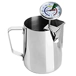 Milk Thermometer and 600ml Milk Frother Jug for Perfect Barista Style Coffee Making Great for Frothy Latte Cappuccino