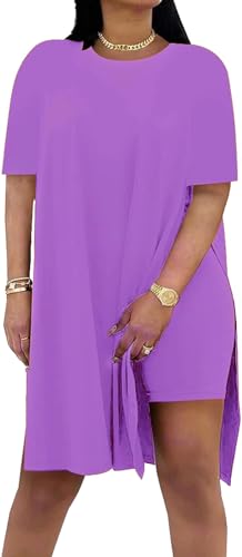 Image of AXOSY Women Plus Size 2 Piece Outfits | Short Sleeve Tunic Tops, Skinny Biker Shorts, Comfortable Tracksuits, Soft Summer Sets, Breathable Material