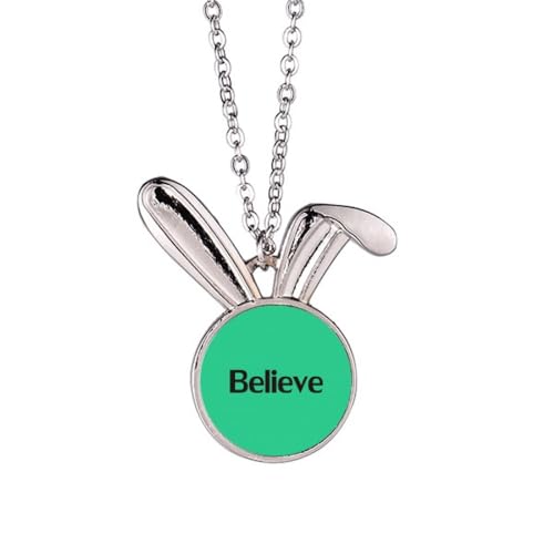 Collier lapin avec pendentif Believe et citation inspirante