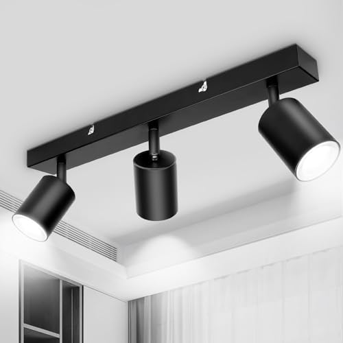 Faretti LED Soffitto 6 Luci – Lampadario Vintage Industriale Orientabile E14, Nero Per Soggiorno Cucina