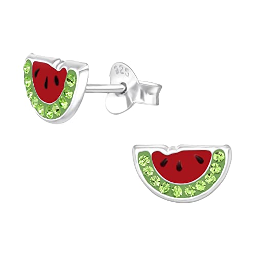 925 Sterling Silver Crystal Watermelon Stud Earrings, Sold as a Pair
