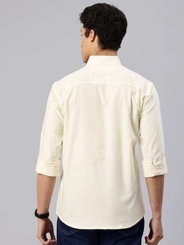Image of Majestic Man Men's Solid Pure Cotton Casual Shirt - Slim Fit | Full Sleeves | Soft & Breathable Fabric