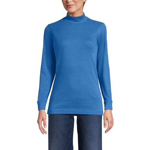 Lands' End Women's Relaxed Cotton Long Sleeve Mock Turtleneck Shirt
