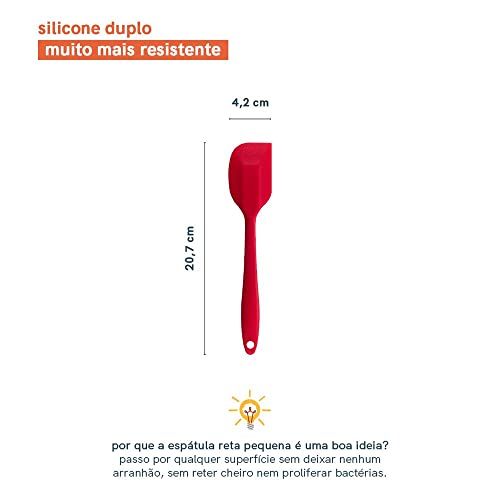 Espatula de Silicone Reta Vermelha Pequena - Oikos