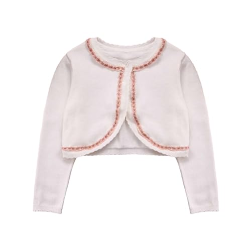 JEYPINMI Toddler Girls Knitted Bolero Cardigan Button Closure Cropped Sweaters Tops Party Dress Cover Up3