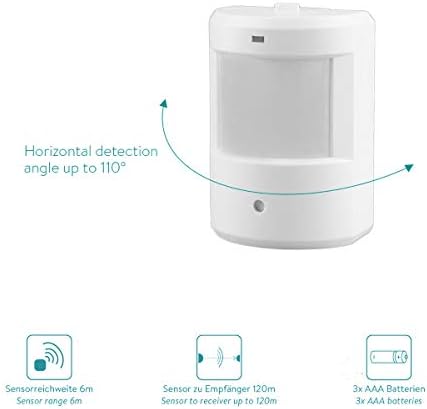 Navaris Wireless Driveway Alarm System - Outdoor Security Alert with Siren and Lights - Includes PIR Motion Sensor Detector, Receiver, Remote Control