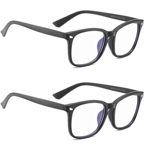 Image of Blue Light Blocking Computer Glasses for Men & Women, Square TR90 Lightweight Eyeglasses Frame, Anti Eye Strain UV Protection, Clear Lens for Gaming Office Reading