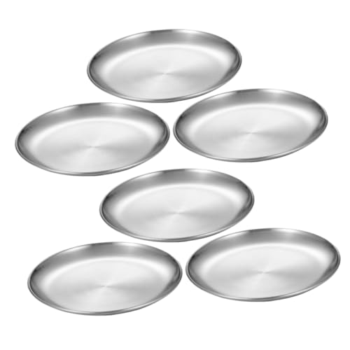 PRETYZOOM 10-inch Stainless Steel Plates Set for Boys and Girls Versatile Camping Plates Dishwasher Safe Safe Sturdy for Toddlers