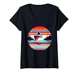 Photo Gallery donna manta ray tramonto stile retrò vintage 80s 70s compleanno maglietta con collo a v Photo Gallery donna manta ray tramonto stile retrò vintage 80s 70s compleanno maglietta con collo a v