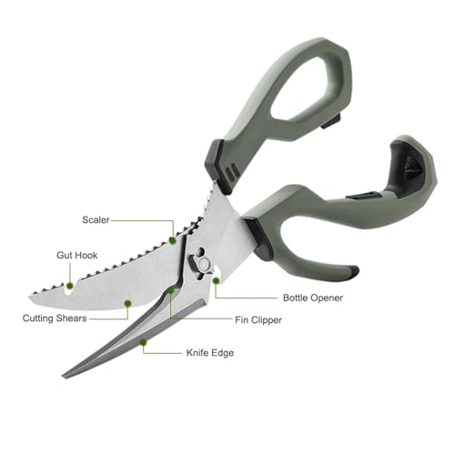 Alicate de pesca de aço inoxidável, tesoura de pesca | Cortador de cozinha resistente Tesoura antide
