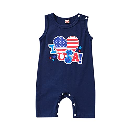 Infant Baby Boy 4Th Of July Outfits Baby Girl Romper Bodysuit Coverall Sleeveless American Flag Baby Clothes I Love Usa Cn80 #TOP9