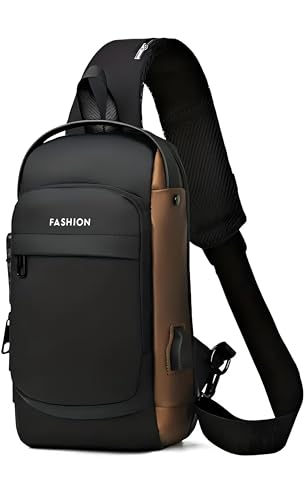 Image of Waterproof Polyester Slim Unisex Crossbody Sling Bag Chest Backpack Men's Shoulder Bag, Leisure Travel Handbag, Hard Shell Anti-Theft Chest Bag