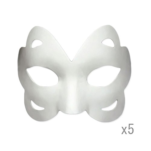 Meimask Bricolaje Papel Blanco máscara de Pulpa en Blanco máscara Pintada a Mano Personalidad Creativa máscara de diseño Libre 5 Piezas (5 Piezas, Mariposa 2)