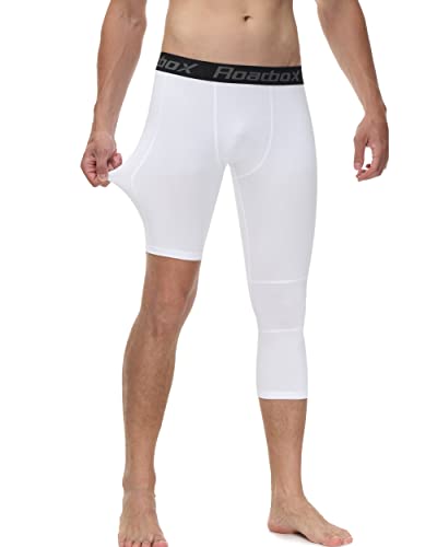Roadbox Men's One Leg Compression Tights Pants, 3/4 Basketball Football Single Leg Leggings, Athletic Base Layer Underwear3