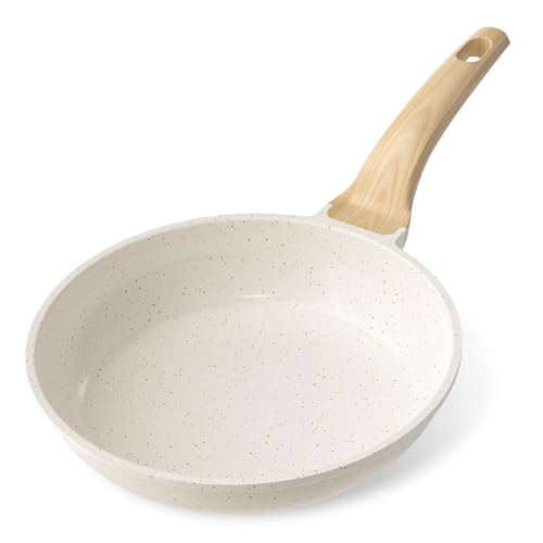 YASHE Sartén Antiadherente de 20 cm, Sartén con Revestimiento de Granito para Huevos, Pancakes y Bacon, Compatible con Inducción, Fácil de Limpiar, Libre de PFOA con Mango Anticalorico