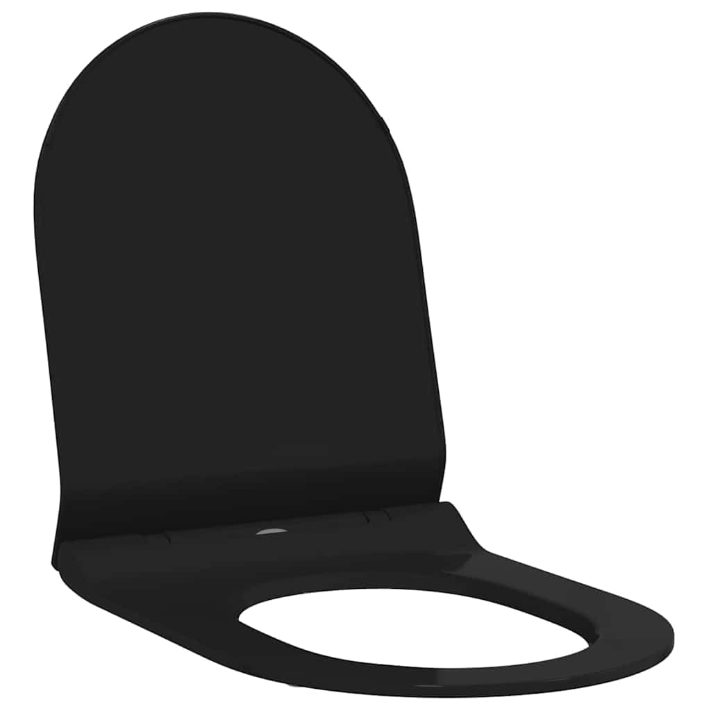 Sedile WC moderno, nero, 48,5 x 36 x 5 cm, in polipropilene con superficie antibatterica e cerniere in acciaio inox, montaggio senza chiave per un'installazione rapida